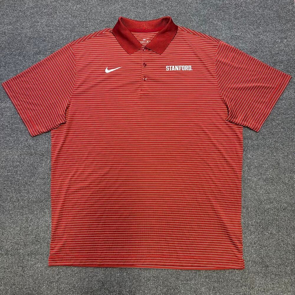 Nike Men’s Victory Polo Stanford University Crimson Stripe College Shirt XXL